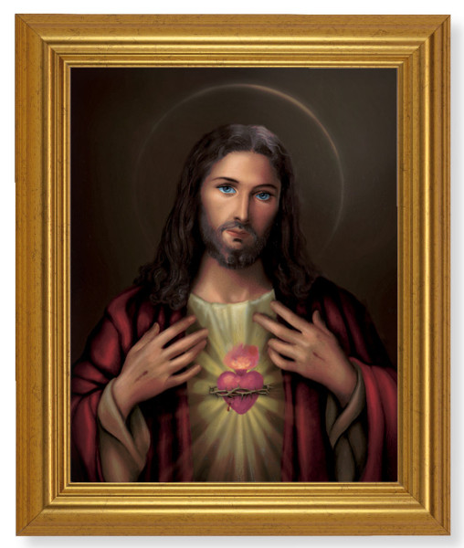 Sacred Heart of Jesus 8x10 Framed Print Under Glass - #110 Frame