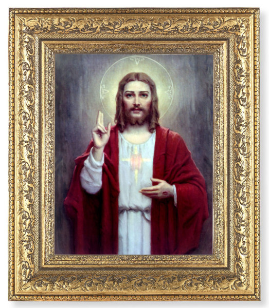 Sacred Heart of Jesus 8x10 Framed Print Under Glass - #115 Frame