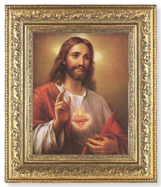 Sacred Heart of Jesus 8x10 Framed Print Under Glass - #115 Frame