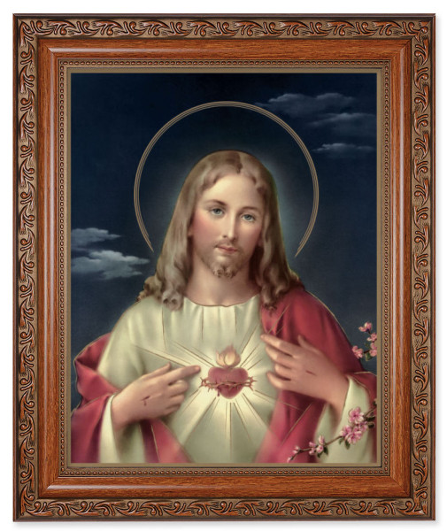 Sacred Heart of Jesus 8x10 Framed Print Under Glass - #161 Frame