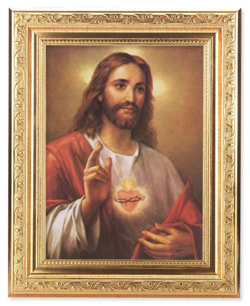 Sacred Heart of Jesus by La Fuente 6x8 Print Under Glass - #162 Frame