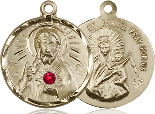 Sacred Heart and Our Lady of Mount Carmel Pendant - 14K Solid Gold