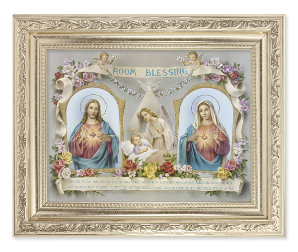 Sacred Hearts Baby Room Blessing 6x8 Print Under Glass - #163 Frame
