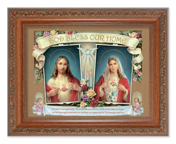 Sacred Hearts House Blessing 6x8 Print Under Glass - #161 Frame