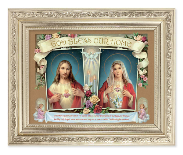 Sacred Hearts House Blessing 6x8 Print Under Glass - #163 Frame