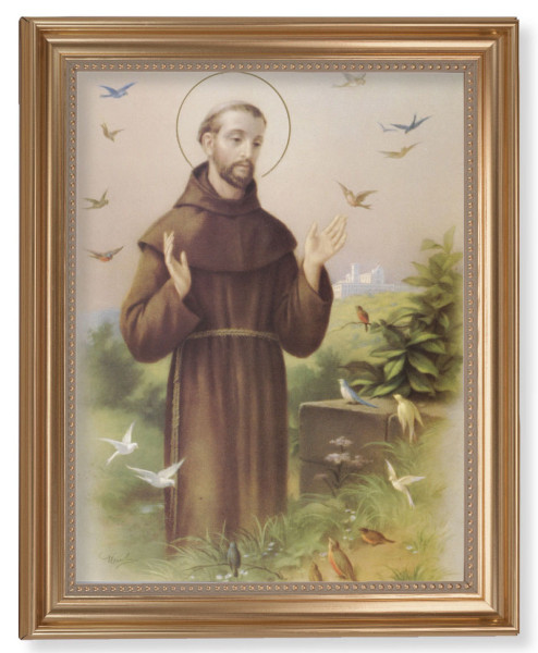 Saint Francis with Birds 11x14 Framed Print Artboard - #129 Frame