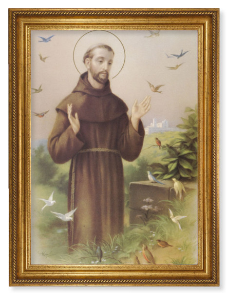 Saint Francis with Birds 19x27 Framed Print Artboard - #170 Frame