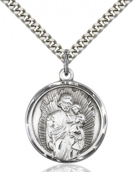 Rays of Light Saint Joseph Pendant - Sterling Silver