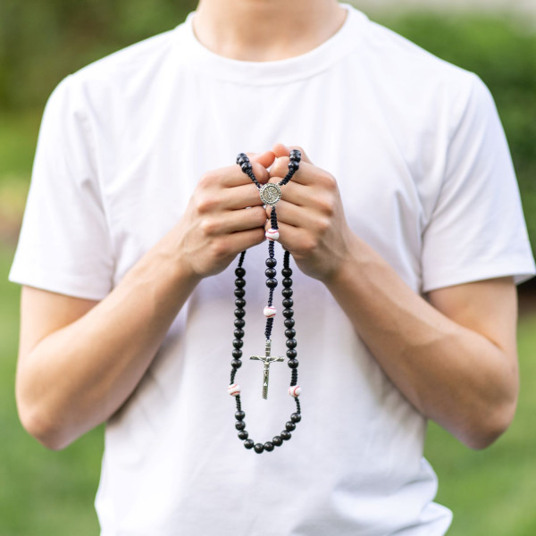 Saint Sebastian Baseball Rosary - Black