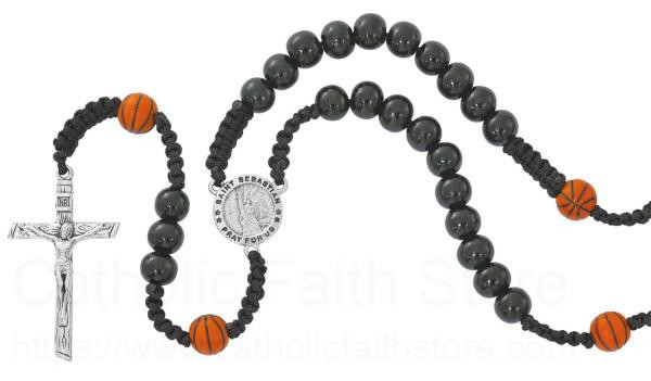 Saint Sebastian Basketball Rosary - Black