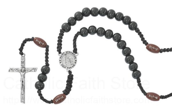 Saint Sebastian Football Rosary - Black