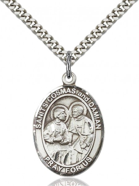 Oval Saints Cosmas &amp; Damian Medal - Pewter