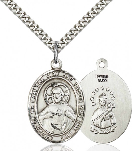 Scapular Sacred Heart Pendant - Pewter