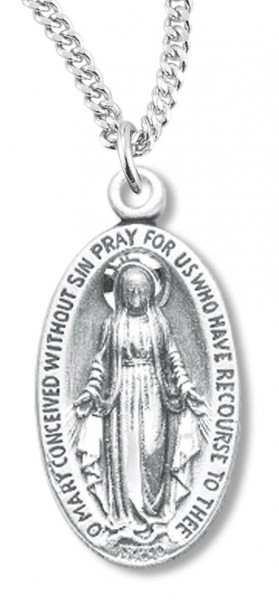 Small Oval Miraculous Pendant with Chain - Sterling Silver