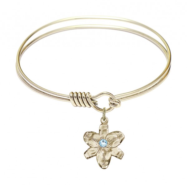 Smooth Bangle Bracelet with a Chastity Charm - Aqua