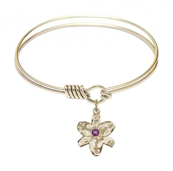 Smooth Bangle Bracelet with a Chastity Charm - Amethyst