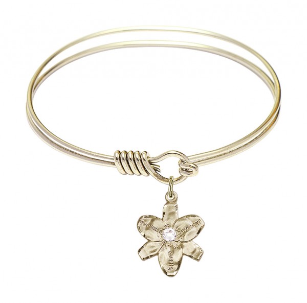 Smooth Bangle Bracelet with a Chastity Charm - Crystal