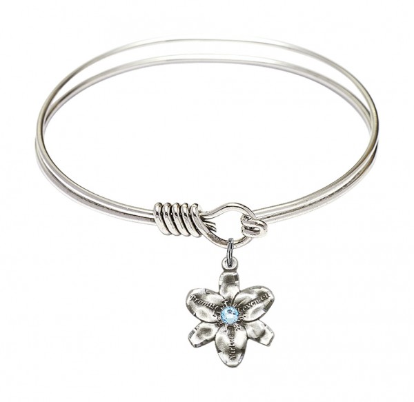 Smooth Bangle Bracelet with a Chastity Charm - Aqua
