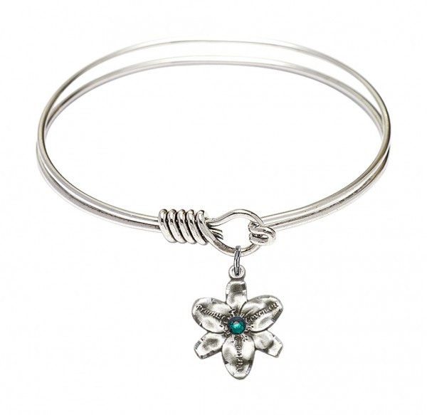 Smooth Bangle Bracelet with a Chastity Charm - Emerald Green
