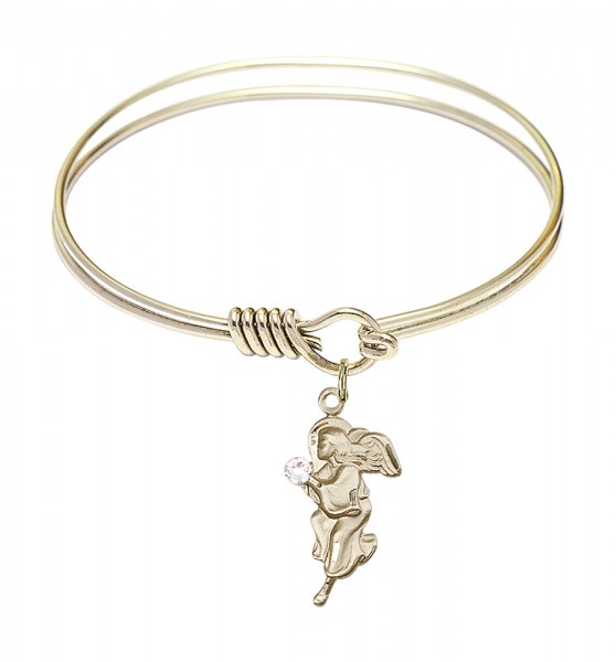 Smooth Bangle Bracelet with a Guardian Angel Charm - Crystal