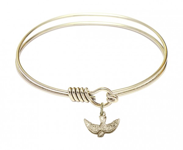 Smooth Bangle Bracelet with a Holy Spirit Charm - Gold