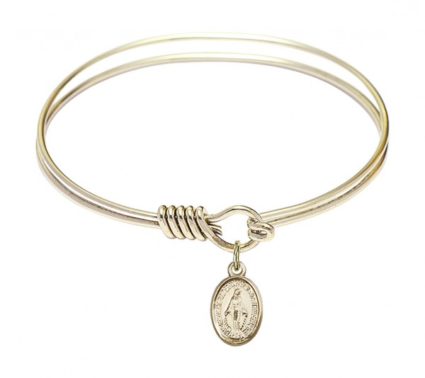 Smooth Bangle Bracelet with a Miraculous Charm - Gold