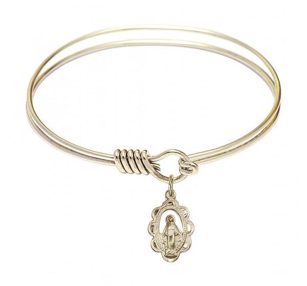 Smooth Bangle Bracelet with a Miraculous Charm - Gold