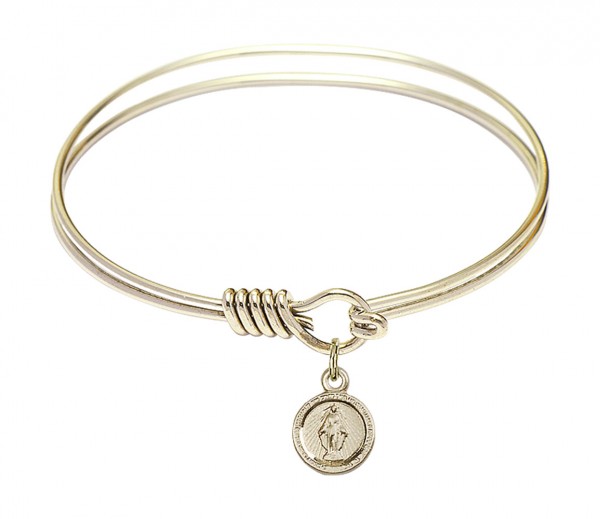 Smooth Bangle Bracelet with a Miraculous Charm - Gold