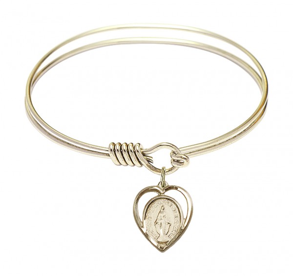 Smooth Bangle Bracelet with a Miraculous Charm - Gold