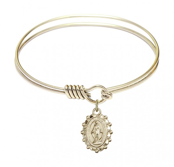 Smooth Bangle Bracelet with a Miraculous Charm - Gold