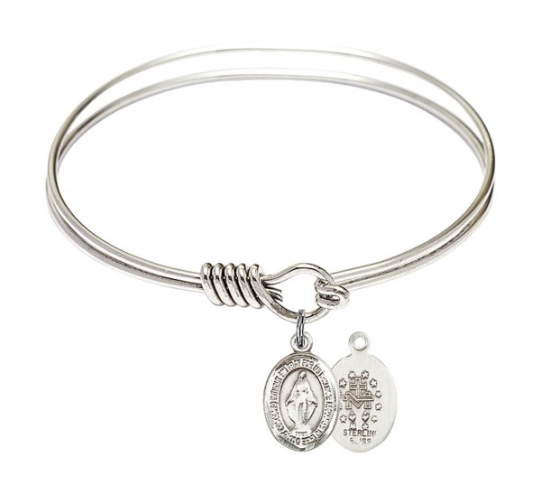 Smooth Bangle Bracelet with a Miraculous Charm - Silver