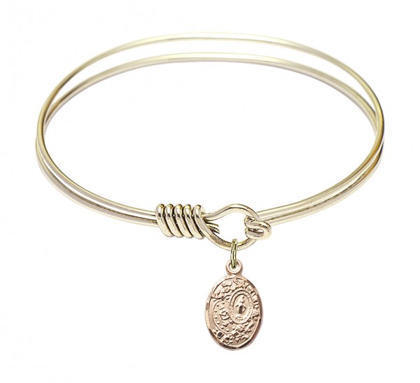 Smooth Bangle Bracelet with a Miraculous Charm - Gold