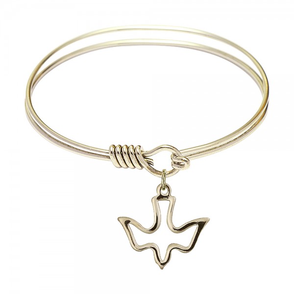 Smooth Bangle Bracelet with a  Open-Cut Holy Spirit Charm - Gold