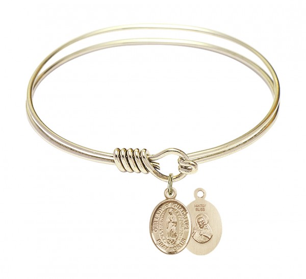 Smooth Bangle Bracelet with Our Lady of Guadalupe Charm - Gold