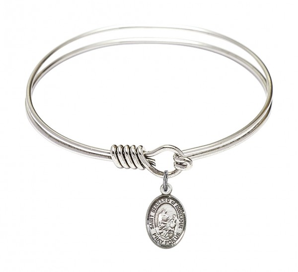 Smooth Bangle Bracelet with a Saint Bernard of Montjoux Charm - Silver