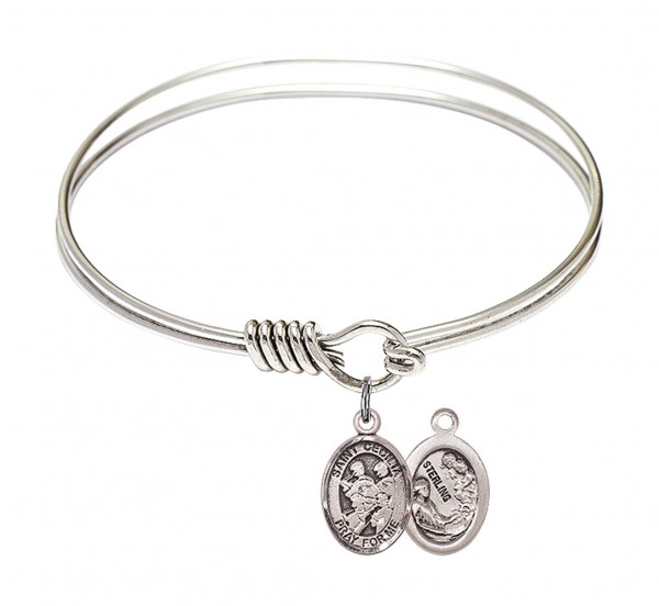 Smooth Bangle Bracelet with a Saint Cecilia Marching Band Charm - Silver