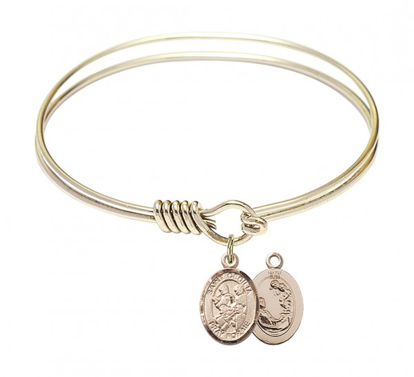 Smooth Bangle Bracelet with a Saint Cecilia Marching Band Charm - Gold