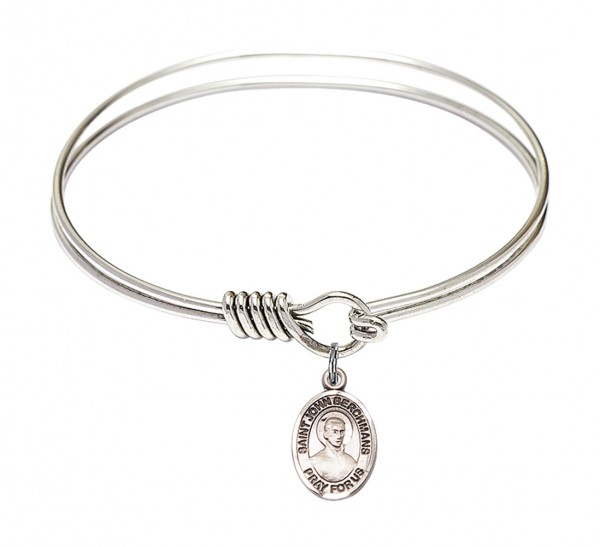 Smooth Bangle Bracelet with a Saint John Berchmans Charm - Silver