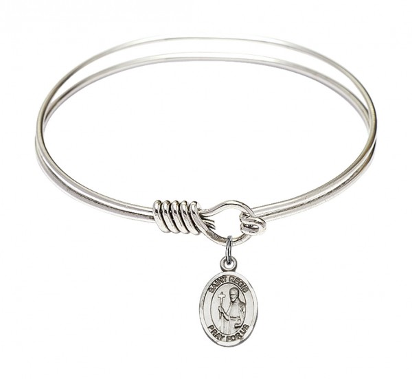 Smooth Bangle Bracelet with a Saint Regis Charm - Silver