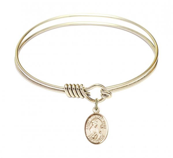 Smooth Bangle Bracelet with a Saint Thomas More Charm - Gold