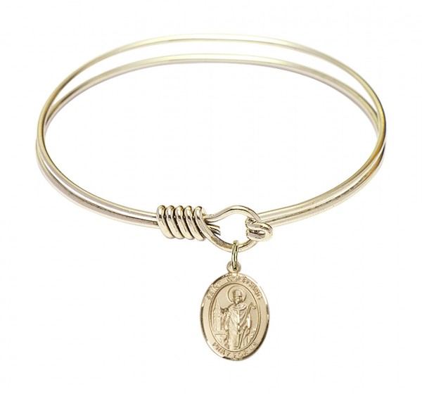 Smooth Bangle Bracelet with a Saint Wolfgang Charm - Gold