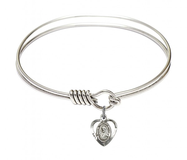 Smooth Bangle Bracelet with a Scapular Charm - Silver