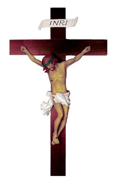 Solid Wood Baroque styled Crucifix - 14 Inches or 30 Inches - Multi-Color