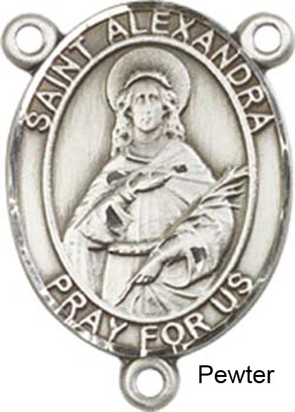 St. Alexandra Rosary Centerpiece Sterling Silver or Pewter - Pewter