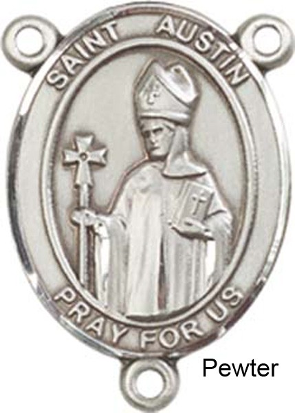 St. Austin Rosary Centerpiece Sterling Silver or Pewter - Pewter