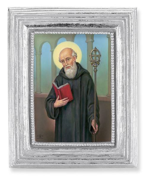 St. Benedict 2.5x3.5 Print Under Glass - Silver