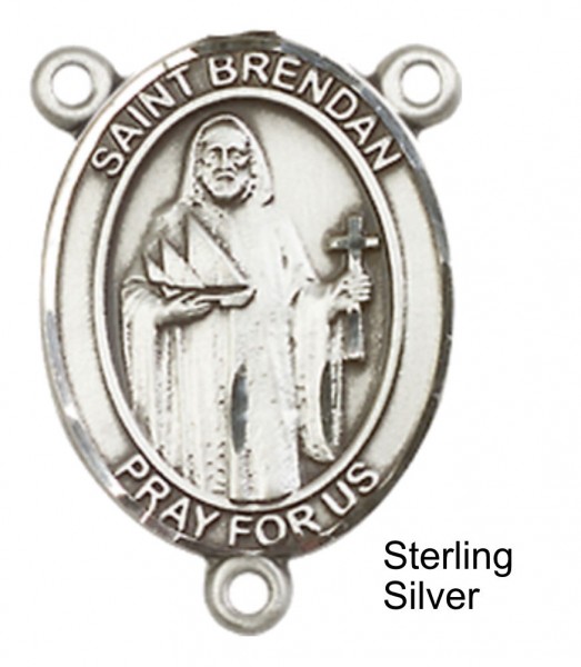 St. Brendan the Navigator PLAIN BACK Rosary centerpiece - Sterling Silver