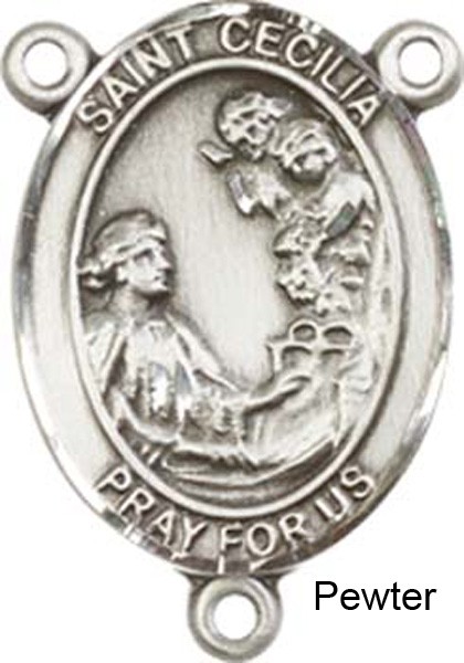 St. Cecilia Rosary Centerpiece Sterling Silver or Pewter - Pewter