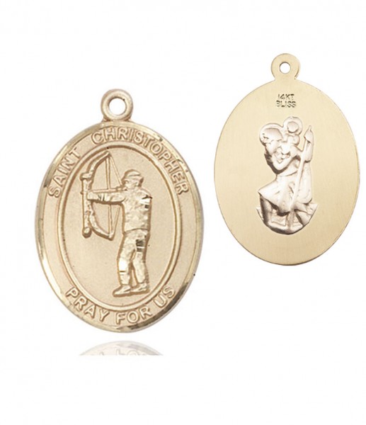 St. Christopher Archery Medal - 14K Solid Gold
