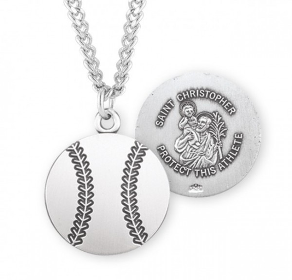 St. Christopher Baseball Medal Sterling Silver - Sterling Silver